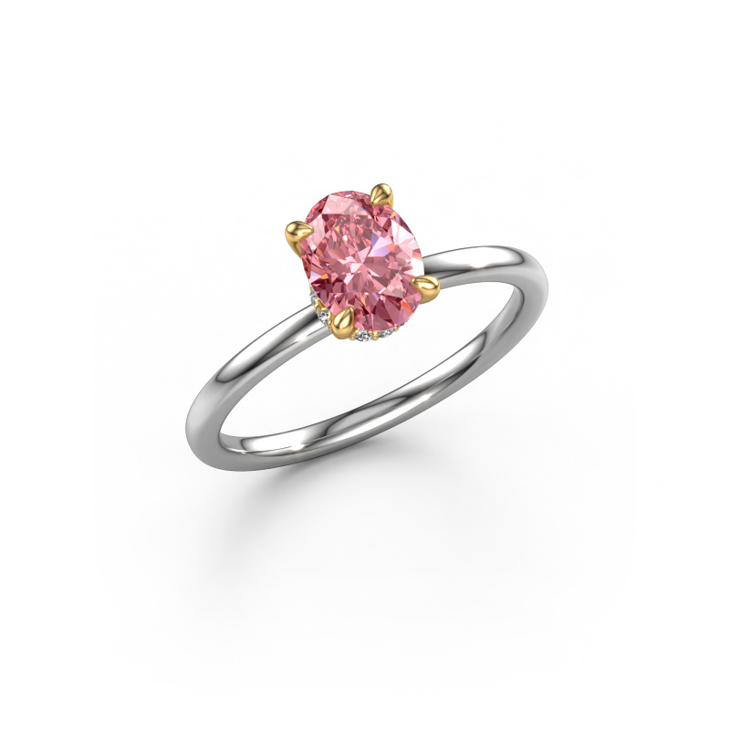 Image of Engagement ring Crystal OVL 3 585 white gold Pink lab grown diamond 7,5x5,5 mm