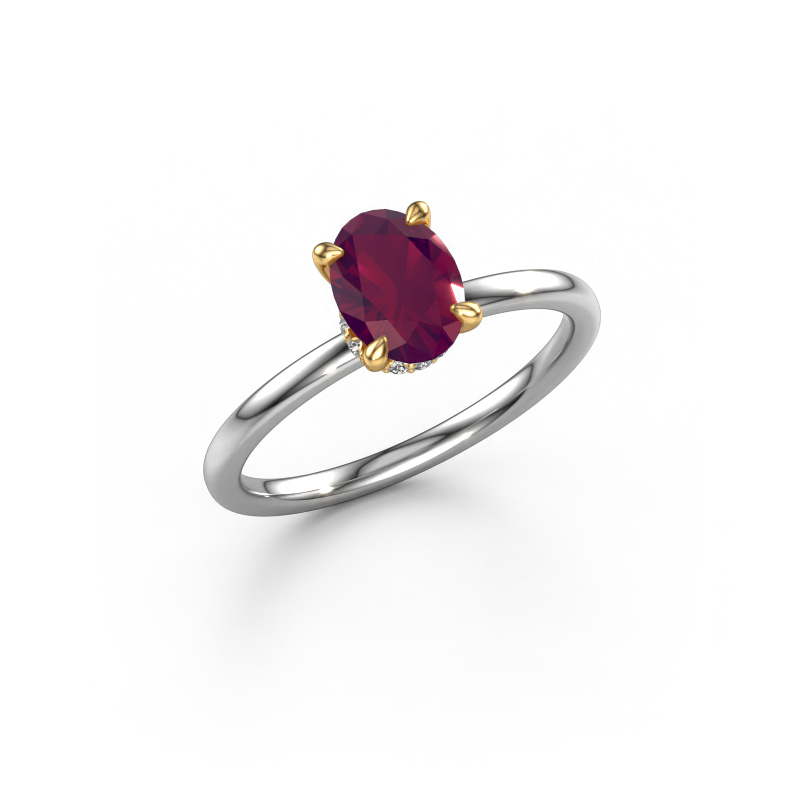 Image de Bague de fiançailles Crystal OVL 3 585 or blanc Rhodolite 7,5x5,5 mm
