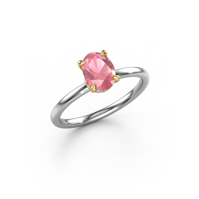 Image of Engagement ring Crystal OVL 3 585 white gold Tourmaline pink 7,5x5,5 mm