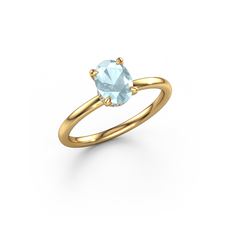 Bild von Verlobungsring Crystal OVL 3 585 Gold Aquamarin 7,5x5,5 mm