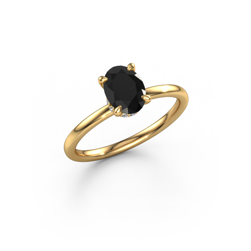 Image of Engagement ring Crystal OVL 3 585 gold Black diamond 1.17 crt
