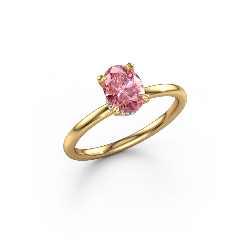 Image of Engagement ring Crystal OVL 3 585 gold Pink lab grown diamond 7,5x5,5 mm