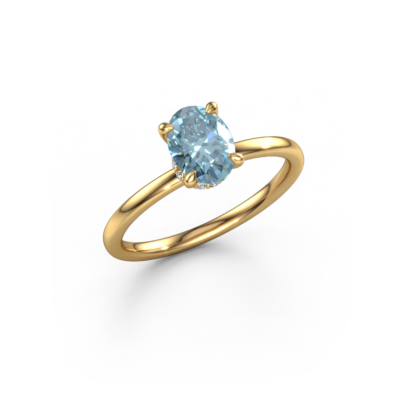 Image of Engagement ring Crystal OVL 3 585 gold Blue lab grown diamond 7,5x5,5 mm