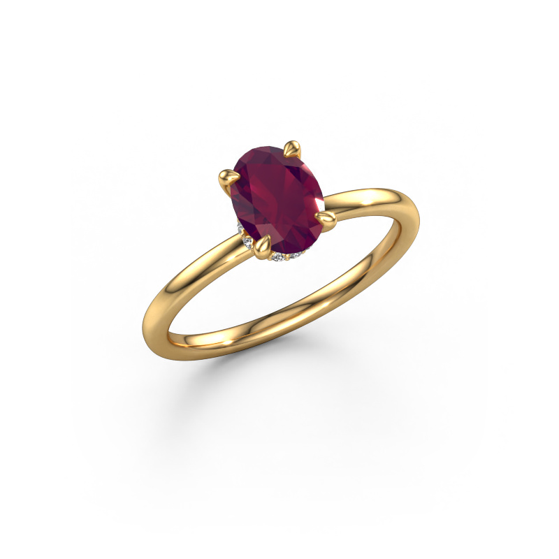 Bild von Verlobungsring Crystal OVL 3 585 Gold Rhodolit 7,5x5,5 mm