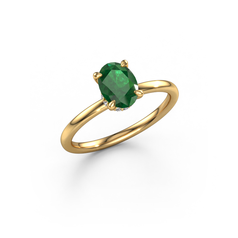Image of Engagement ring Crystal OVL 3 585 gold Emerald 7,5x5,5 mm