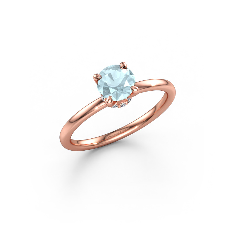 Immagine di Anello di fidanzamento Crystal RND 3 585 oro rosa Acquamarina 5.5 mm