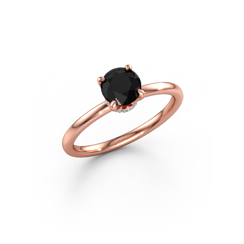 Immagine di Anello di fidanzamento Crystal RND 3 585 oro rosa Diamante nero 0.85 crt