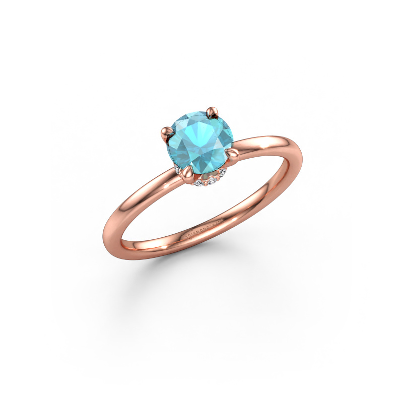 Bild av Förlovningsring Crystal RND 3 585 roséguld Blå topas 5.5 mm