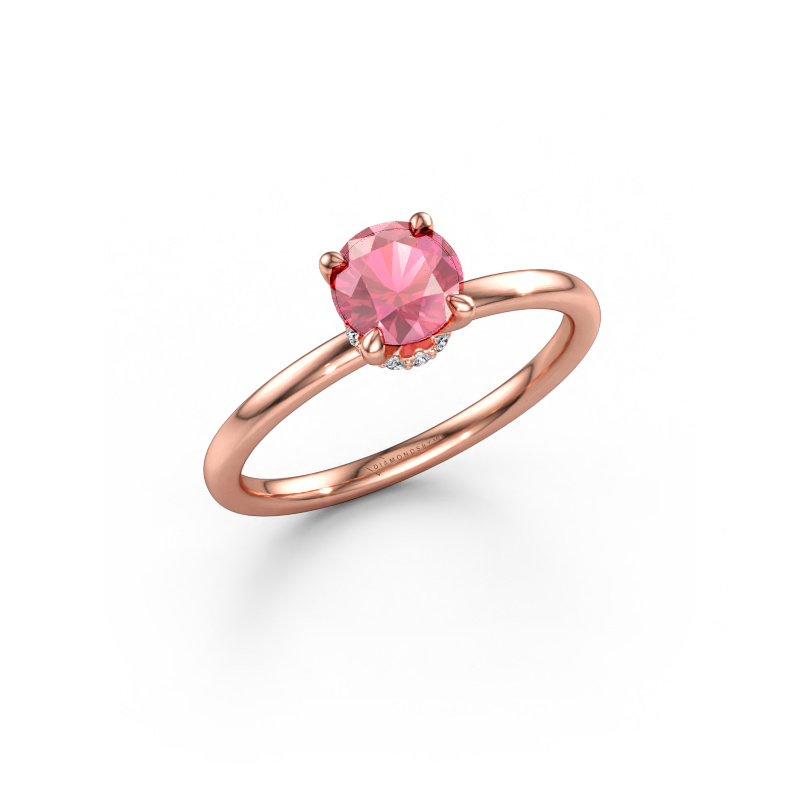 Immagine di Anello di fidanzamento Crystal RND 3 585 oro rosa Tormalina rosa 5.5 mm