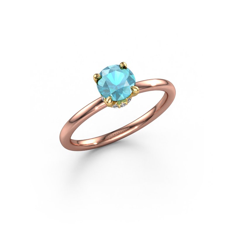 Image de Bague de fiançailles Crystal RND 3 585 or rose Topaze bleue 5.5 mm