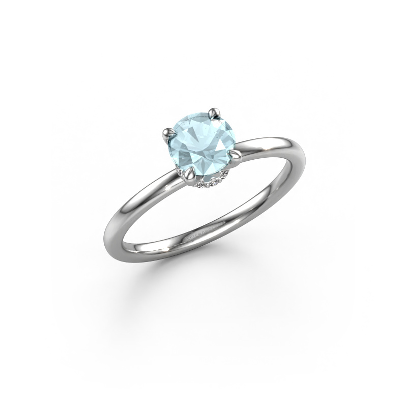 Image of Engagement ring Crystal RND 3 950 platinum Aquamarine 5.5 mm