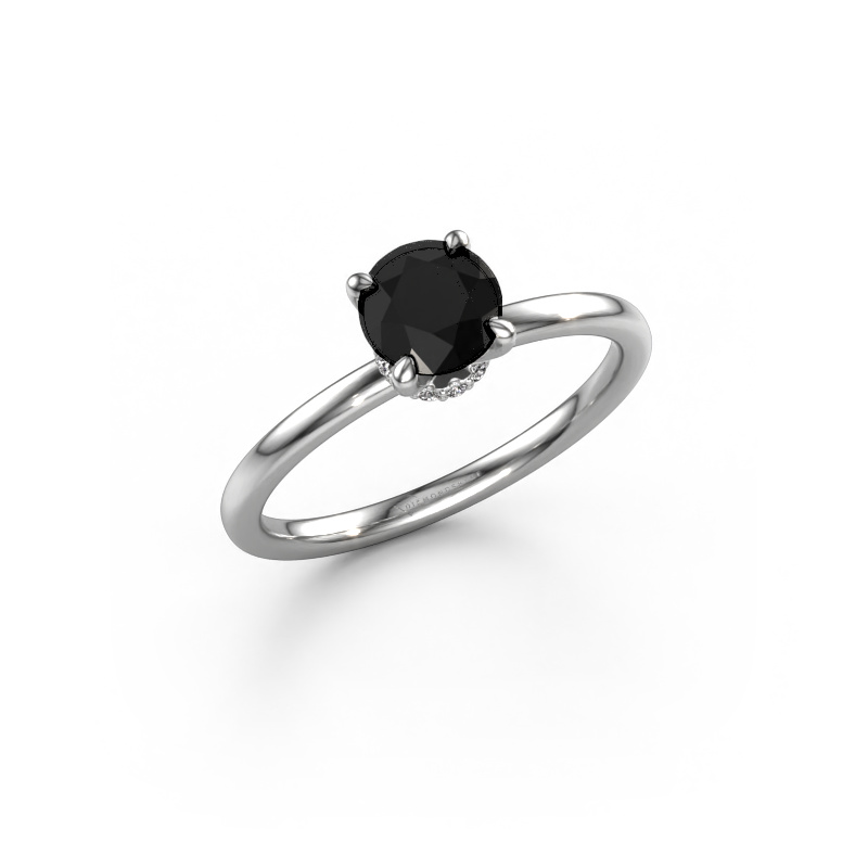 Image of Engagement ring Crystal RND 3 950 platinum Black diamond 0.85 crt
