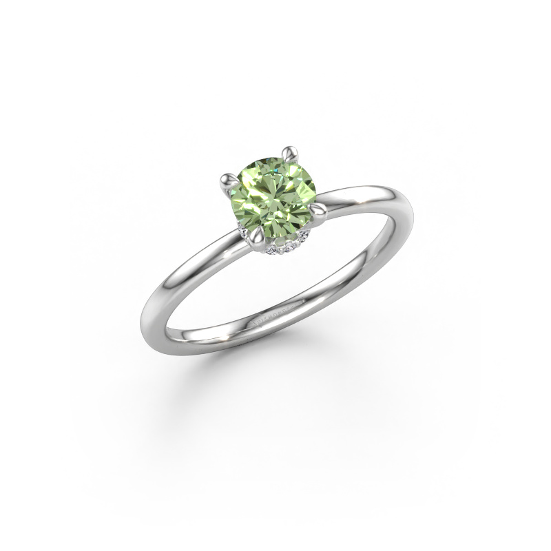 Immagine di Anello di fidanzamento Crystal RND 3 950 platino Diamante lab grown verde 5.5 mm
