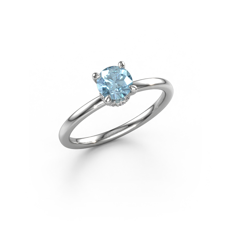 Image of Engagement ring Crystal RND 3 950 platinum Blue lab grown diamond 5.5 mm