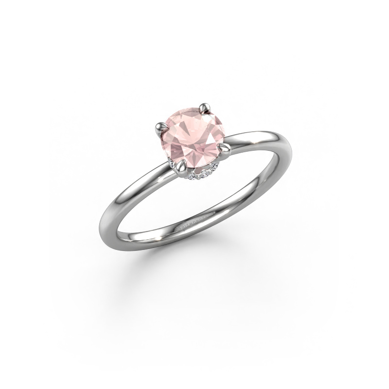 Image of Engagement ring Crystal RND 3 950 platinum Morganite champagne 5.5 mm