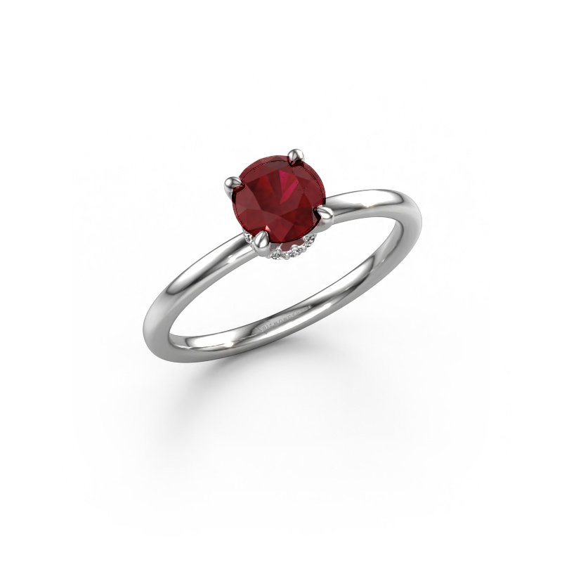 Image of Engagement ring Crystal RND 3 950 platinum Ruby 5.5 mm