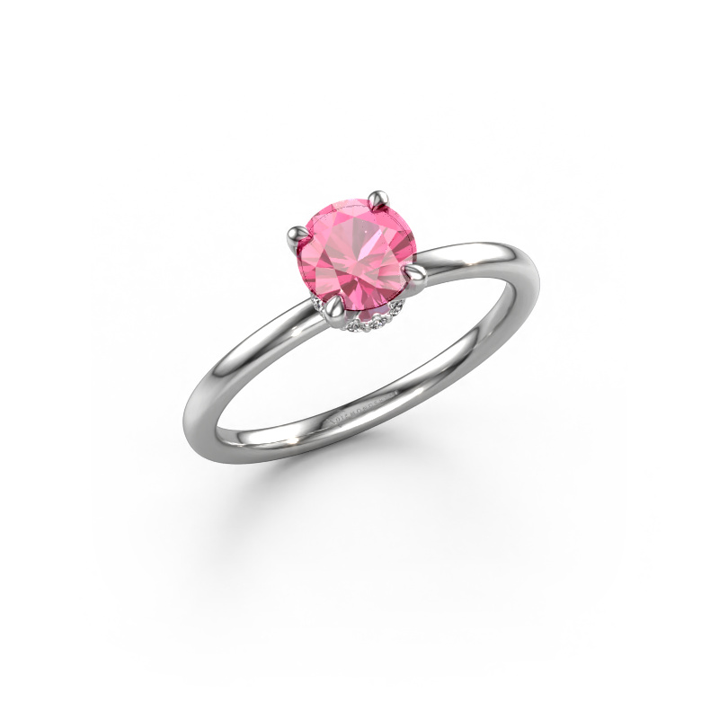 Image of Engagement ring Crystal RND 3 950 platinum Pink sapphire 5.5 mm