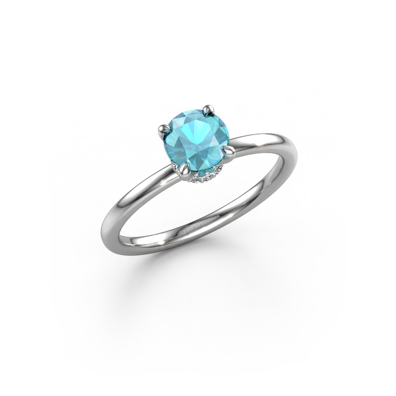 Bild von Verlobungsring Crystal RND 3 950 Platin Blau Topas 5.5 mm