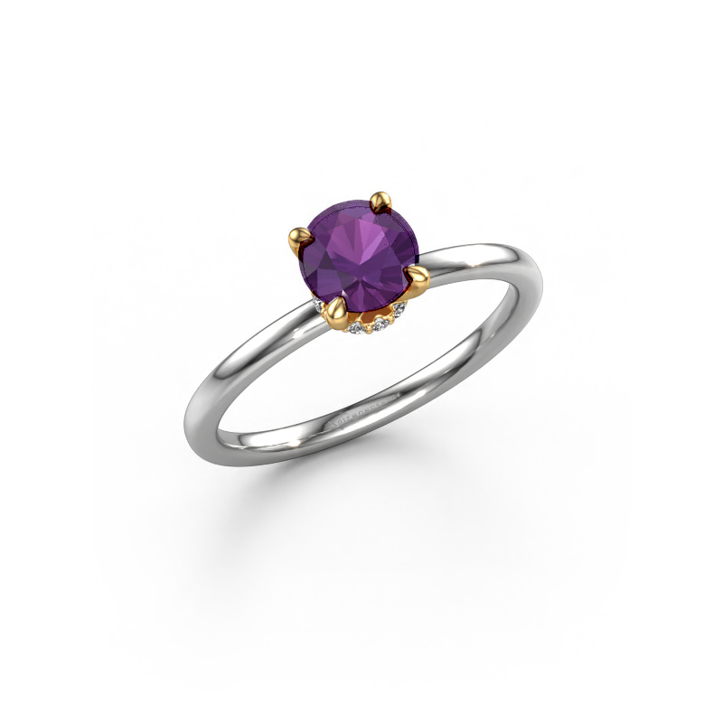Image of Engagement ring Crystal RND 3 585 white gold Amethyst 5.5 mm