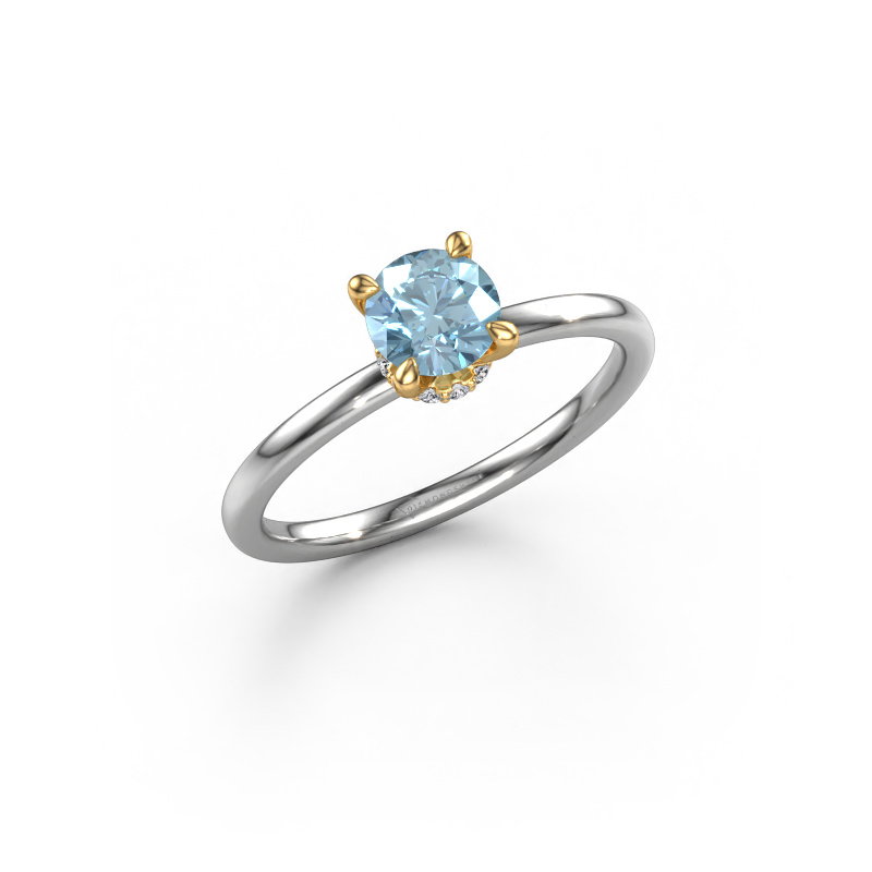 Image of Engagement ring Crystal RND 3 585 white gold Blue lab grown diamond 5.5 mm