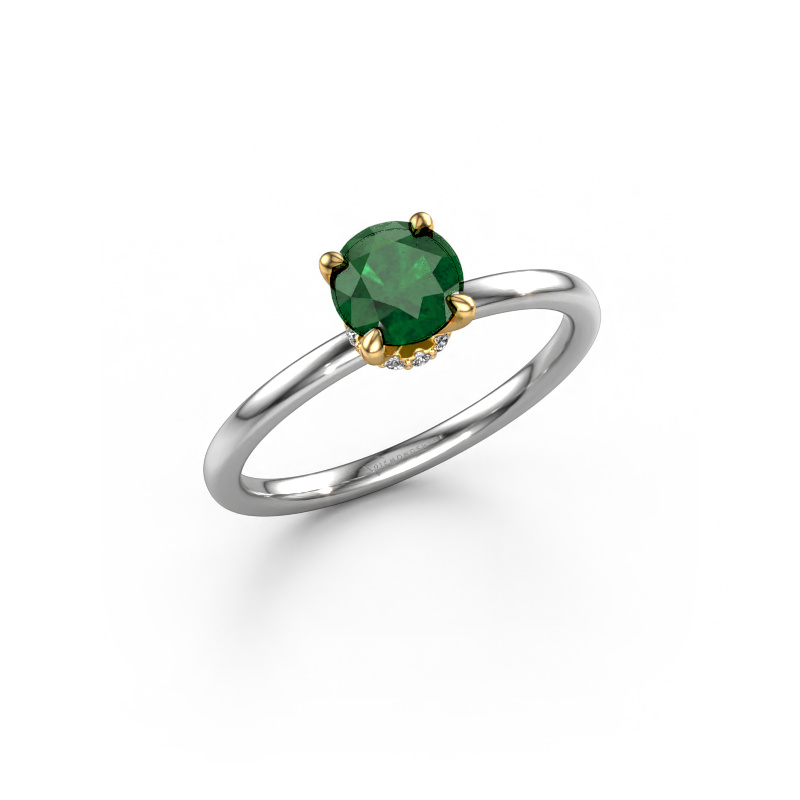 Image of Engagement ring Crystal RND 3 585 white gold Emerald 5.5 mm