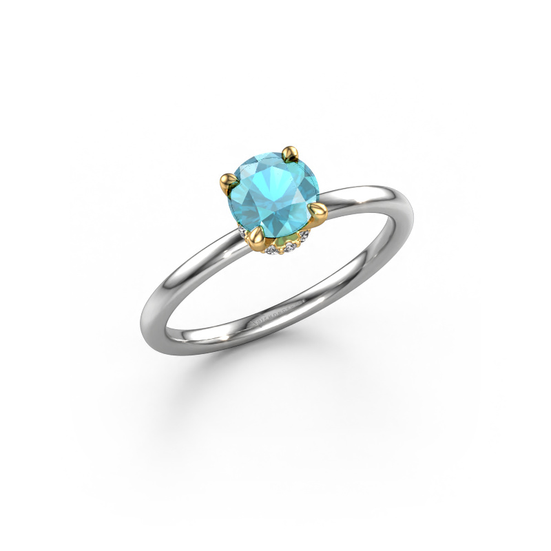 Image de Bague de fiançailles Crystal RND 3 585 or blanc Topaze bleue 5.5 mm