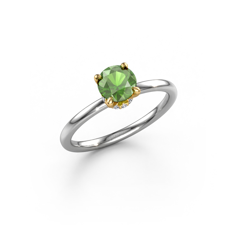 Image de Bague de fiançailles Crystal RND 3 585 or blanc Vert tourmaline 5.5 mm