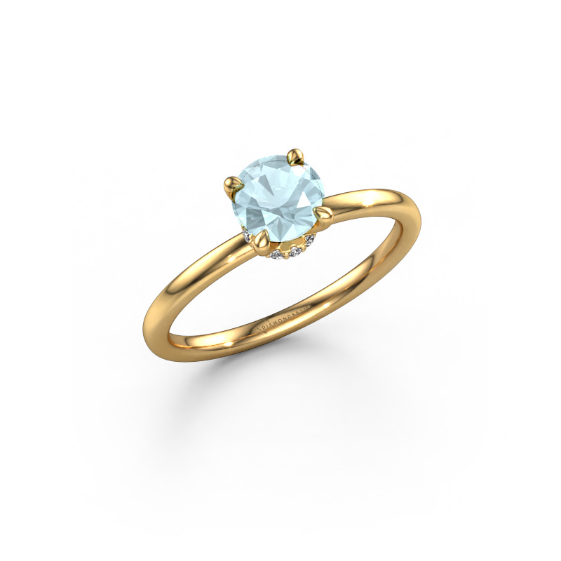 Image of Engagement ring Crystal RND 3 585 gold Aquamarine 5.5 mm