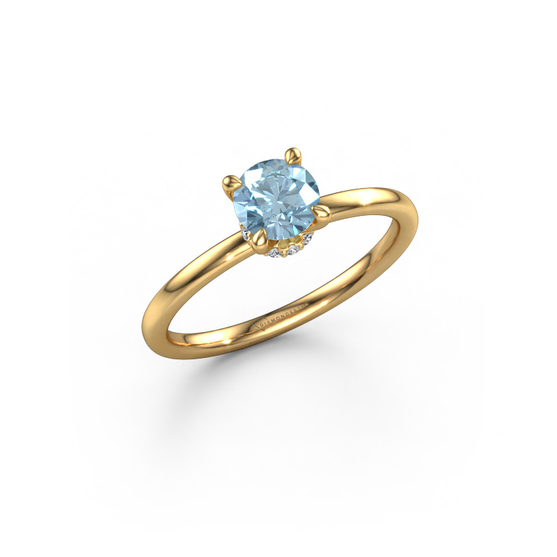 Image of Engagement ring Crystal RND 3 585 gold Blue lab grown diamond 5.5 mm