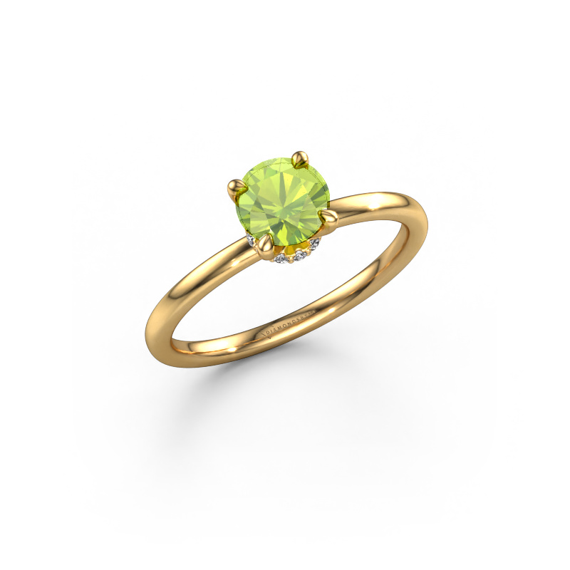 Image of Engagement ring Crystal RND 3 585 gold Peridot 5.5 mm