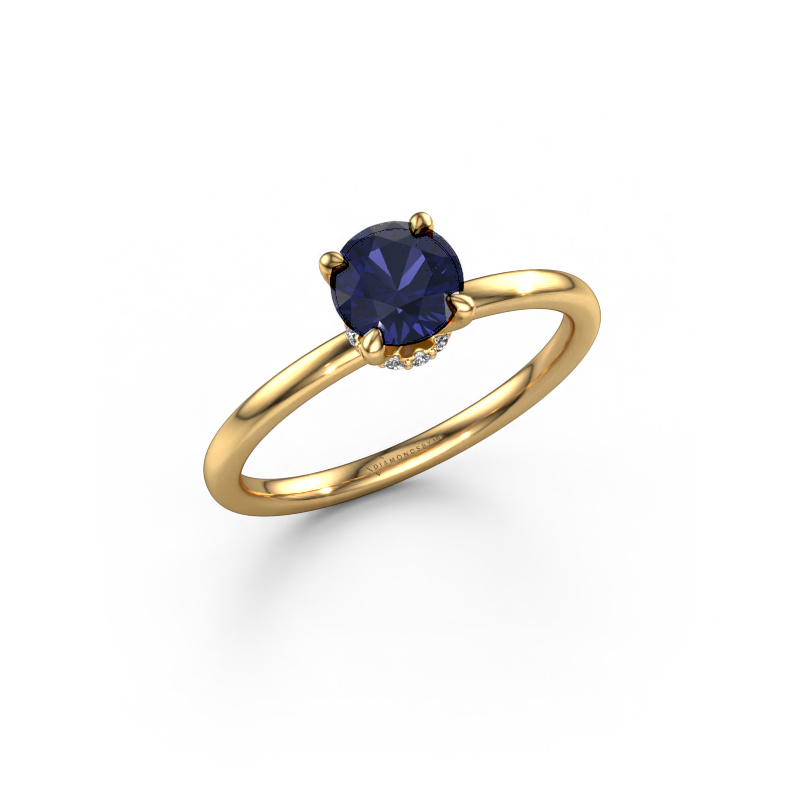 Image of Engagement ring Crystal RND 3 585 gold Sapphire 5.5 mm