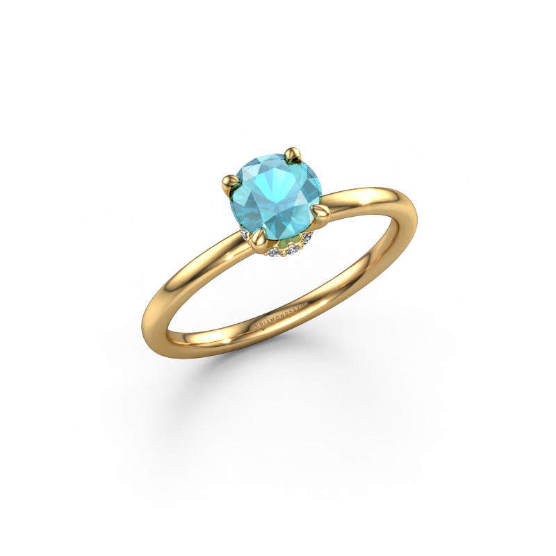 Image de Bague de fiançailles Crystal RND 3 585 or jaune Topaze bleue 5.5 mm