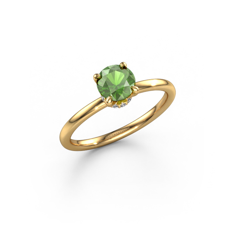 Image of Engagement ring Crystal RND 3 585 gold Tourmaline green 5.5 mm