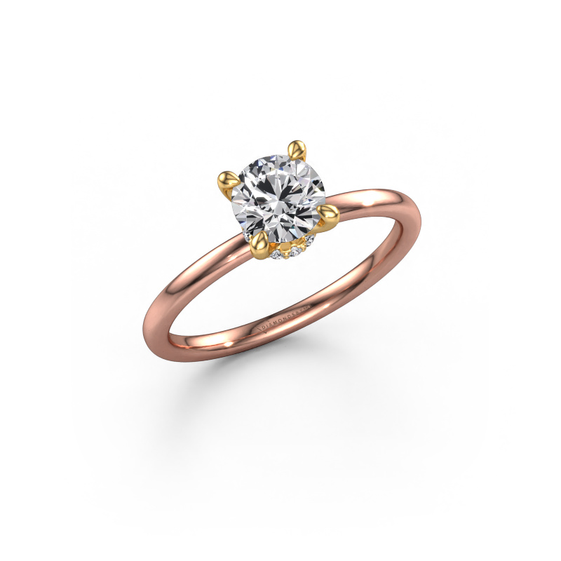 Image de Bague de fiançailles Crystal RND 3 585 or rose Diamant 0.77 crt