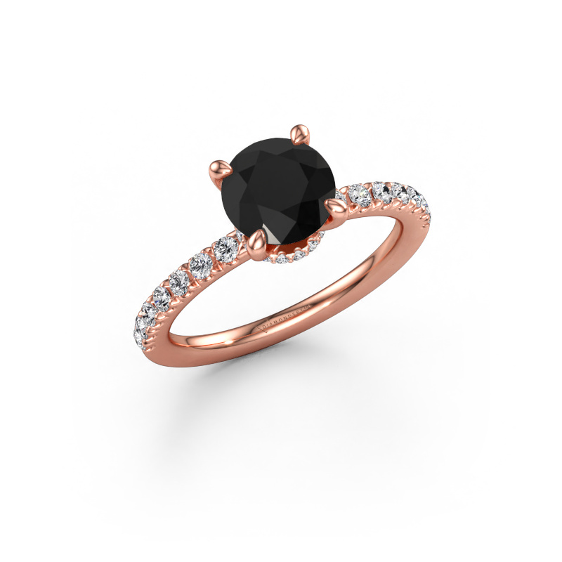 Immagine di Anello di fidanzamento Crystal rnd 4 585 oro rosa Diamante nero 2.16 crt