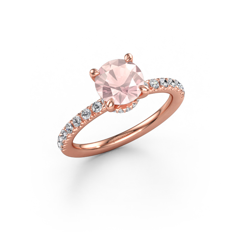 Immagine di Anello di fidanzamento Crystal rnd 4 585 oro rosa Morganite champagne 7 mm