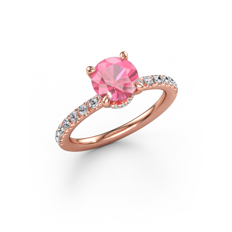 Bild av Förlovningsring Crystal rnd 4 585 roséguld Rosa safir 7 mm