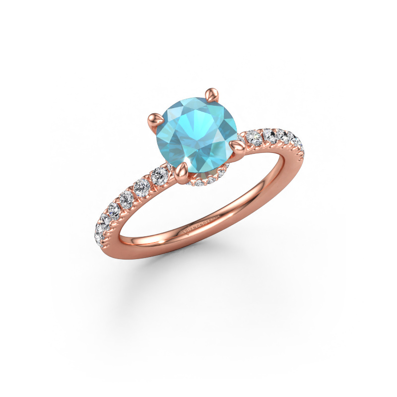 Immagine di Anello di fidanzamento Crystal rnd 4 585 oro rosa Topazio blu 7 mm