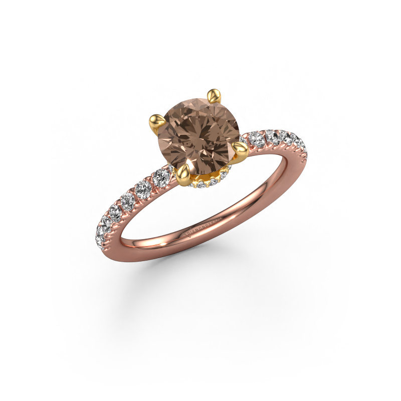 Image of Engagement ring Crystal rnd 4 585 rose gold Brown diamond 1.66 crt