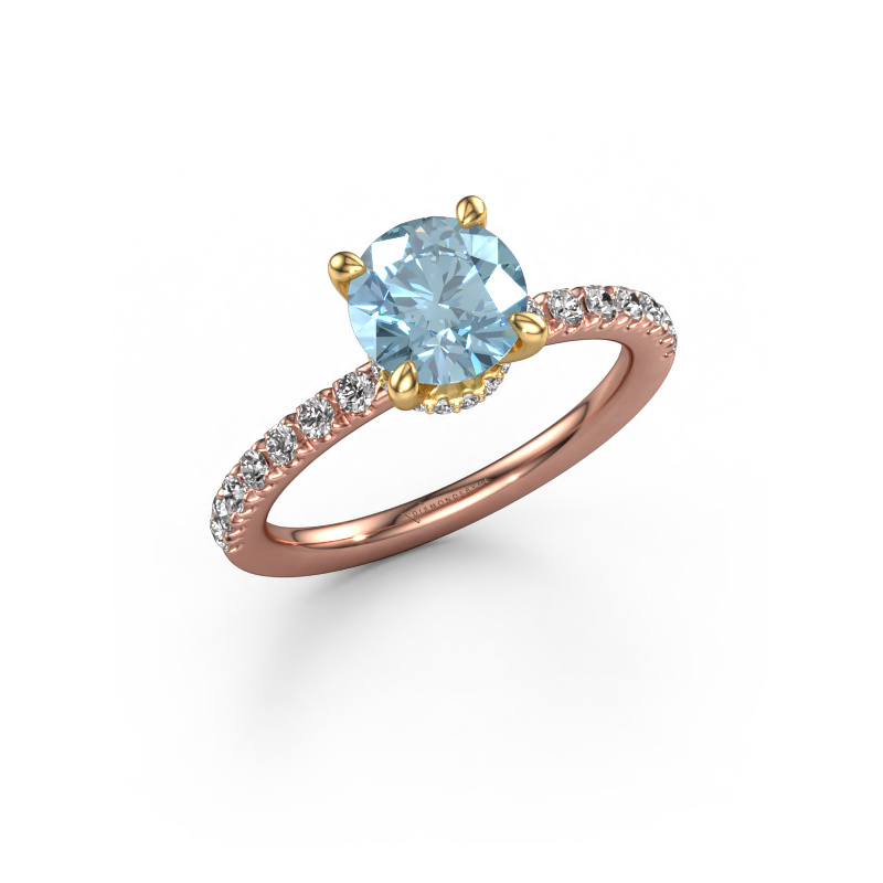 Image of Engagement ring Crystal rnd 4 585 rose gold Blue lab grown diamond 7 mm