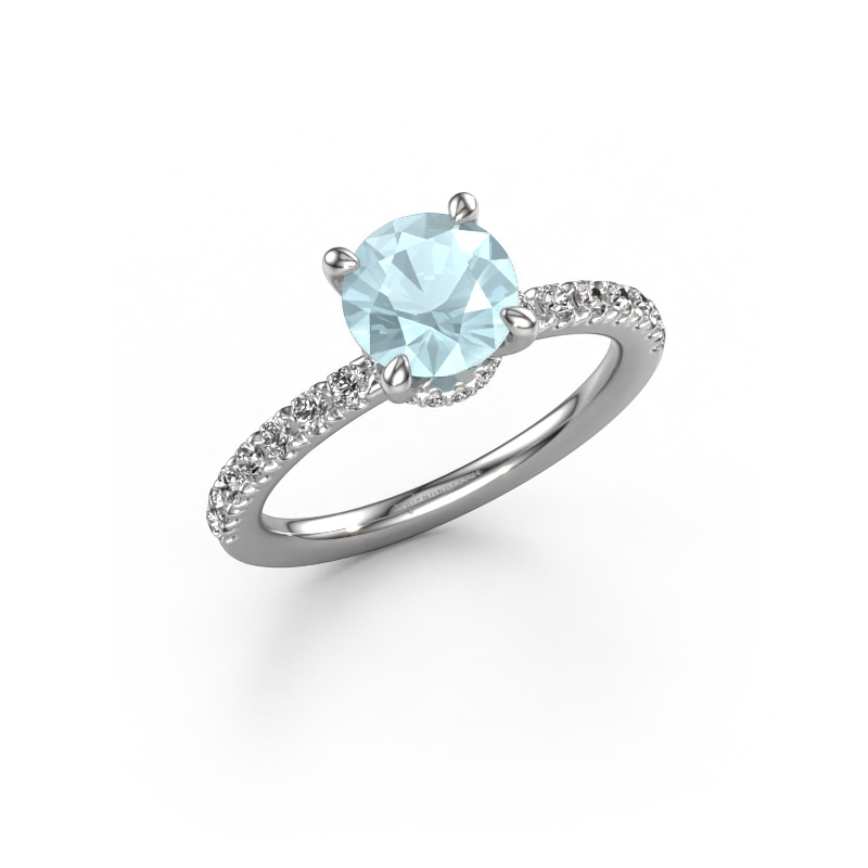 Image of Engagement ring Crystal rnd 4 950 platinum Aquamarine 7 mm