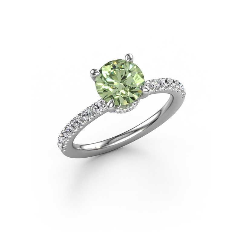 Image de Bague de fiançailles Crystal rnd 4 950 platine Diamants synthétiques vert 7 mm