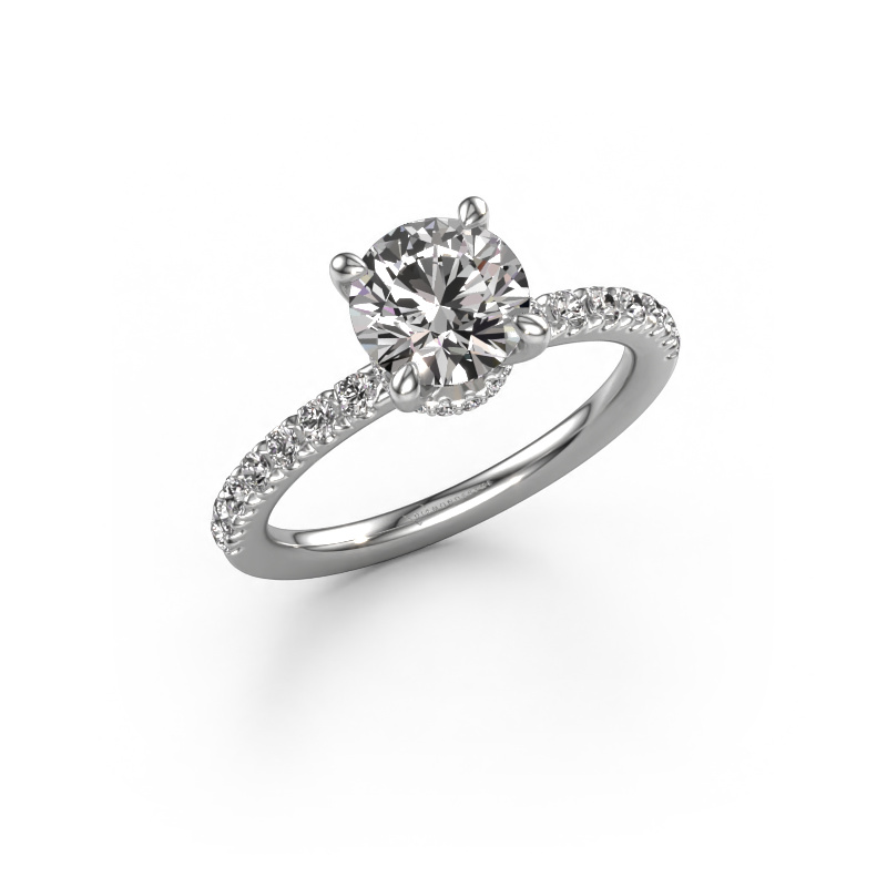Image of Engagement ring Crystal rnd 4 950 platinum Zirconia 7 mm