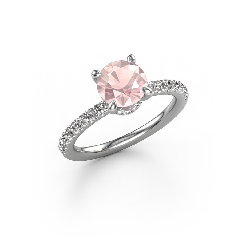 Image of Engagement ring Crystal rnd 4 950 platinum Morganite champagne 7 mm