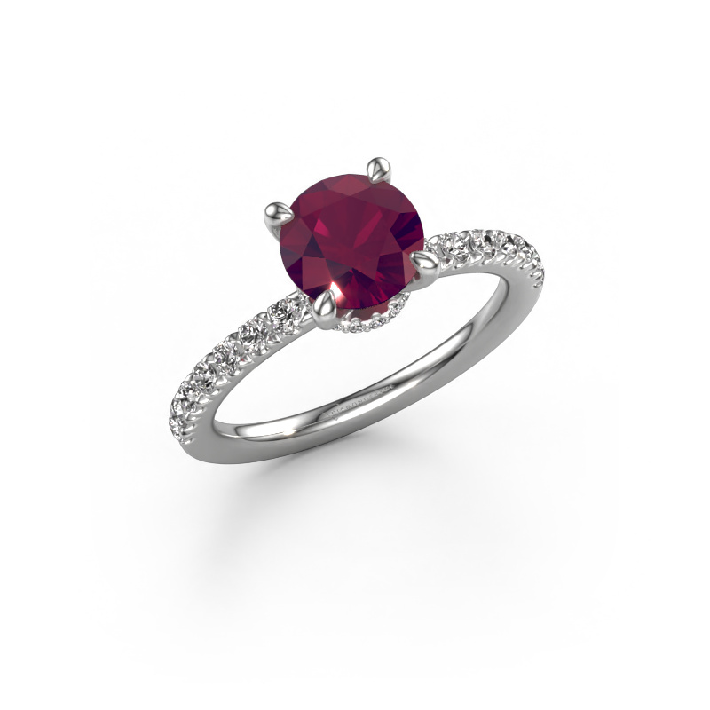 Image of Engagement ring Crystal rnd 4 950 platinum Rhodolite 7 mm