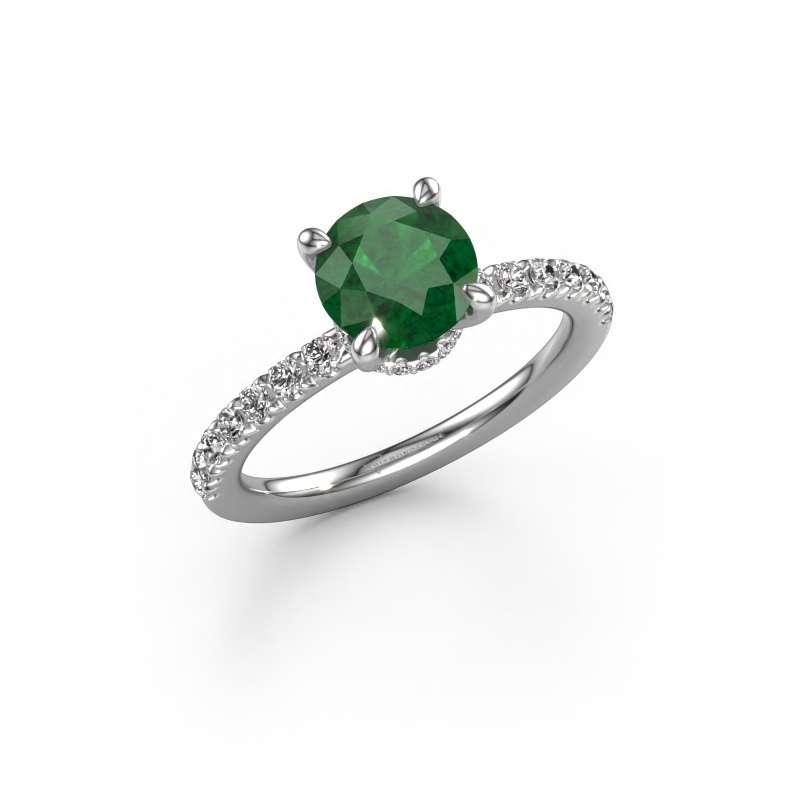 Image of Engagement ring Crystal rnd 4 950 platinum Emerald 7 mm