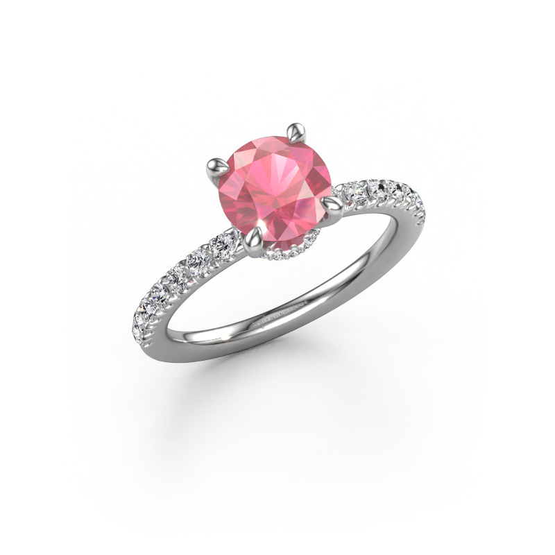 Bild von Verlobungsring Crystal rnd 4 950 Platin Turmalin rosa 7 mm