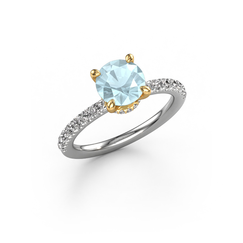 Image of Engagement ring Crystal rnd 4 585 white gold Aquamarine 7 mm
