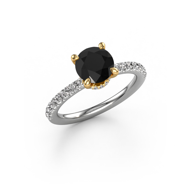 Bild von Verlobungsring Crystal rnd 4 585 Weißgold Schwarz Diamant 2.16 crt