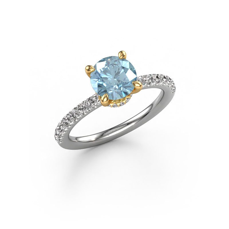 Bild von Verlobungsring Crystal rnd 4 585 Weißgold Blauer Labordiamant 7 mm
